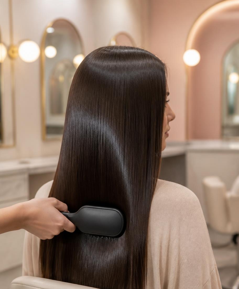 Smooth shiny hair after a keratin treatment