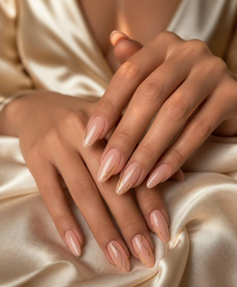 Elegant acrylic nail set in soft nude pink